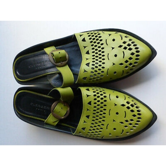 Robert Clergerie Shoes - Clegerie paris green leather mules